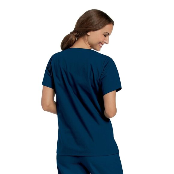 Landau Women’s Classic V-Neck Tunic Scrub Top, Navy, XXL - Picture 2 of 4